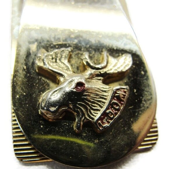 L.O.O.M. Moose Flip Up Gold Tone Money Clip Stainless Steel Wallet CC Cash - Picture 4 of 10